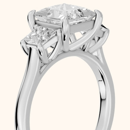 Sienna Three-Stone Princess Diamond Ring in Silver - slant-view.webp