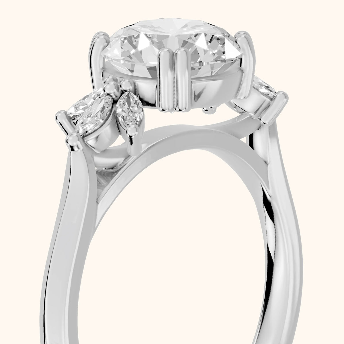 Cary Vine Cluster Round Diamond Engagement Ring in Silver - slant-view.webp