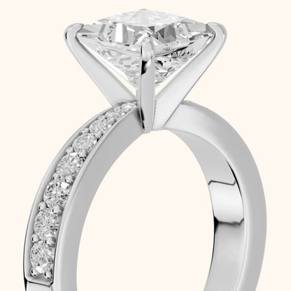 Riley Cathedral Pavé Princess Diamond Engagement Ring in Silver - slant-view.webp