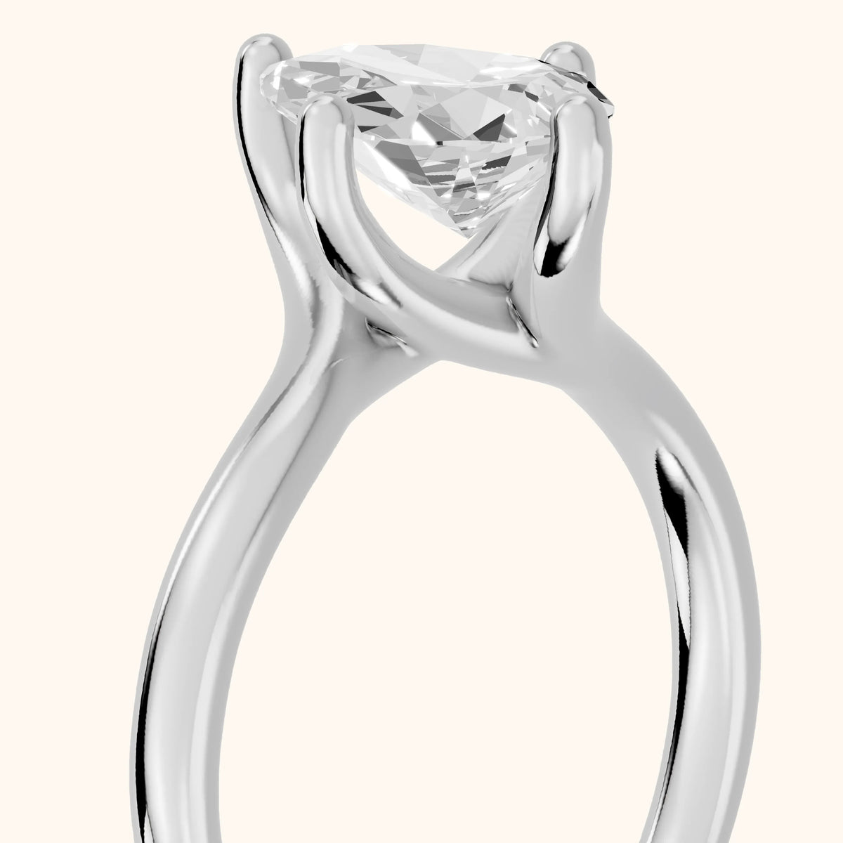Clio Bypass Solitaire Pear Diamond Engagement Ring in Silver - slant-view.webp