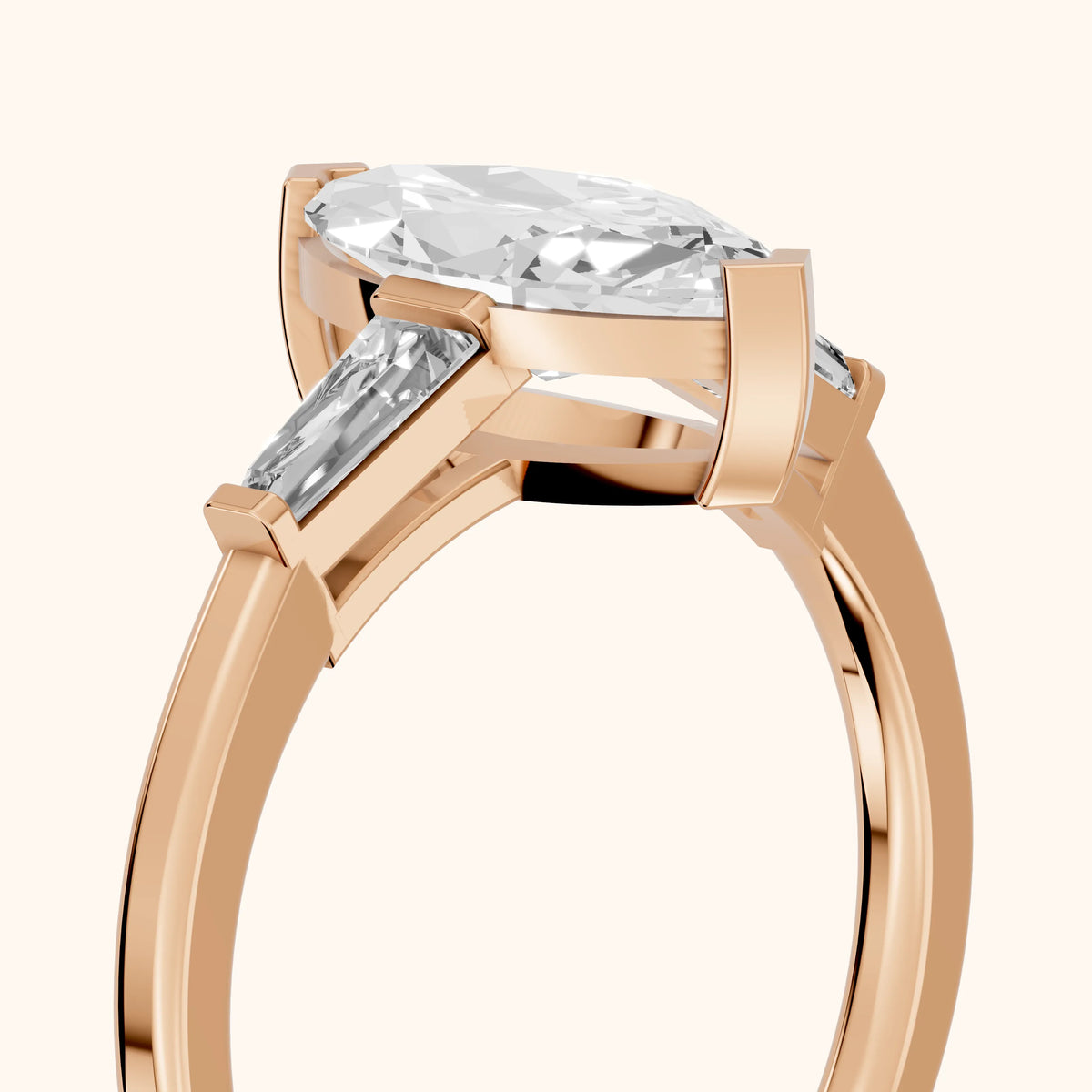 Winnie Three-Stone Marquise Diamond Engagement Ring in Rose Gold - slant-view.webp