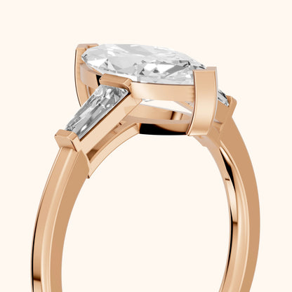 Winnie Three-Stone Marquise Diamond Engagement Ring in Rose Gold - slant-view.webp
