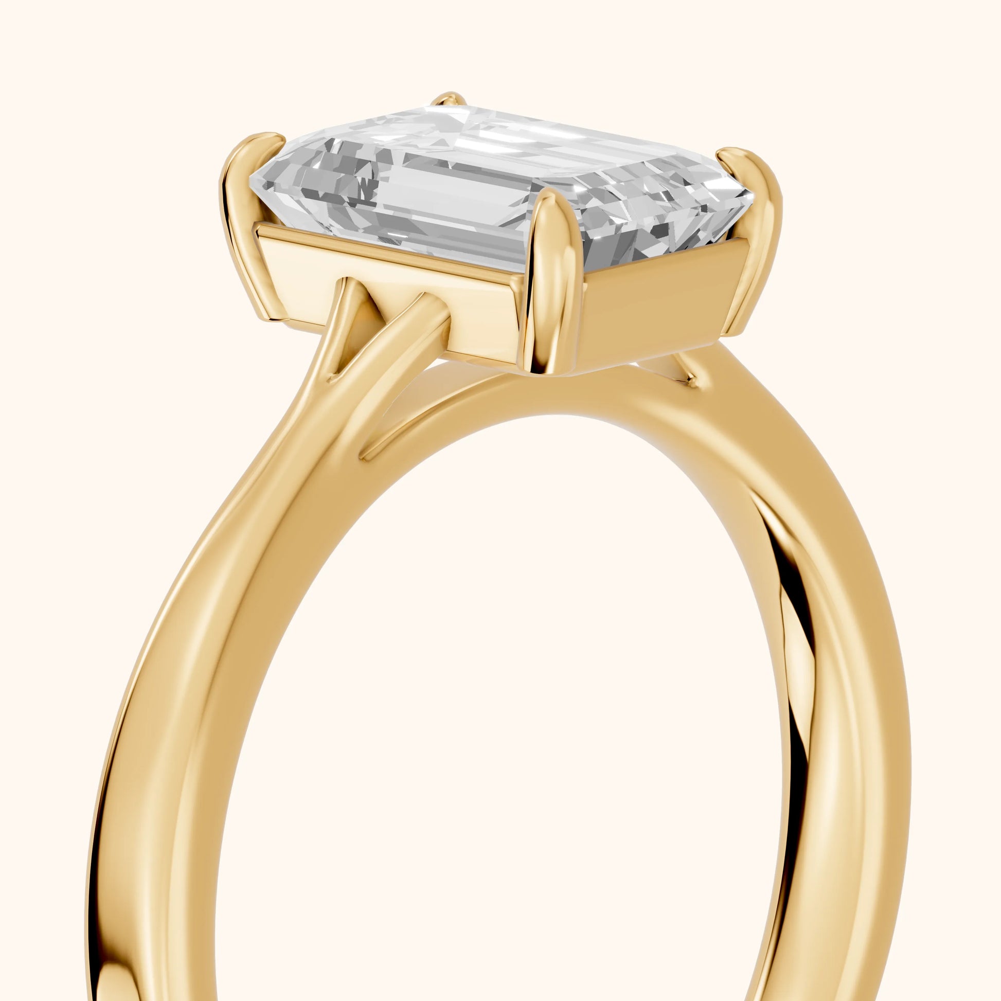 Anais Trellis Solitaire Emerald Diamond Engagement Ring in Yellow Gold - slant-view.webp