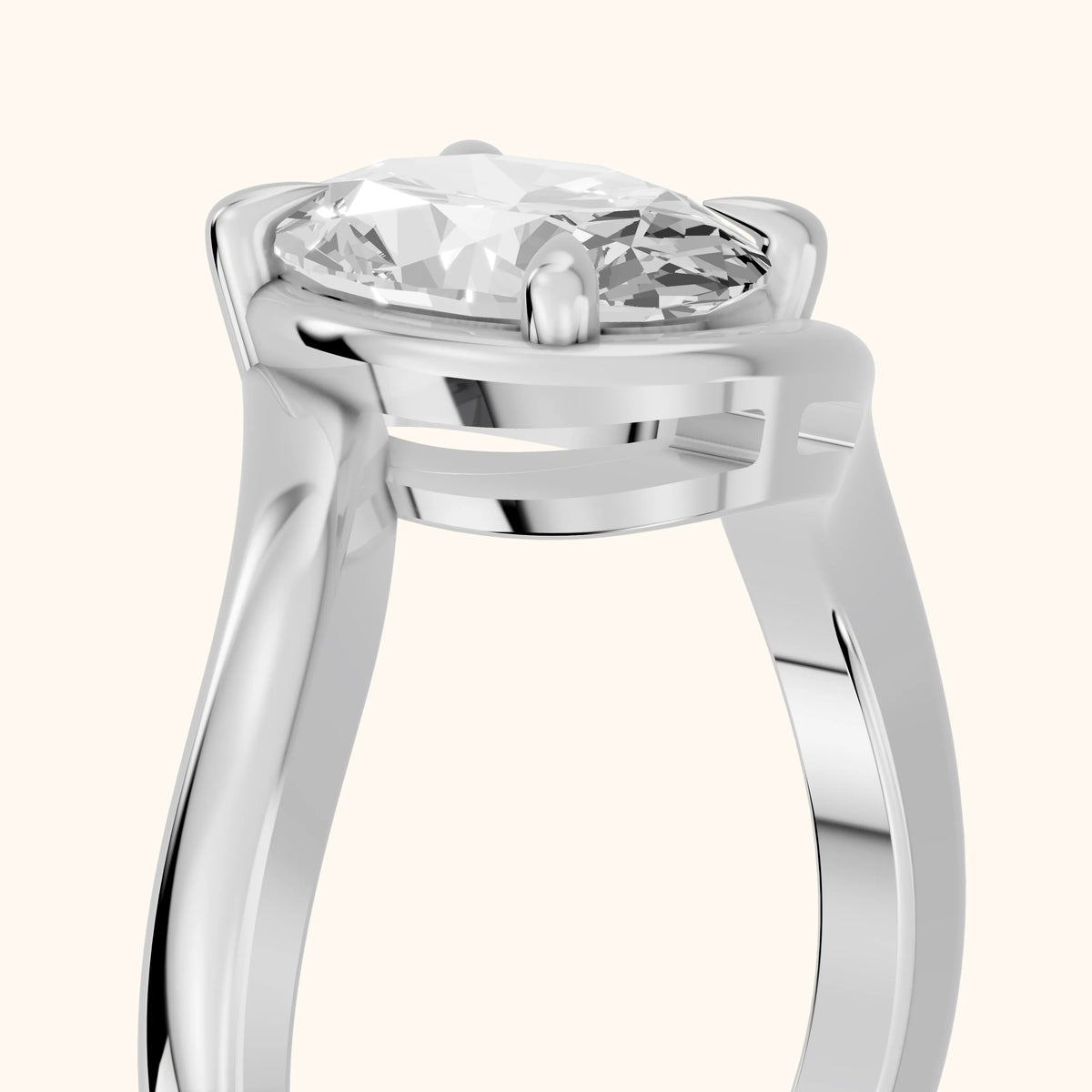 Margaux Bypass Solitaire Oval Diamond Engagement Ring in White Gold - slant-view.webp