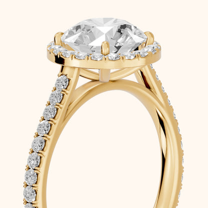 Willa Halo Micropavé Round Diamond Engagement Ring in Yellow Gold - slant-view.webp