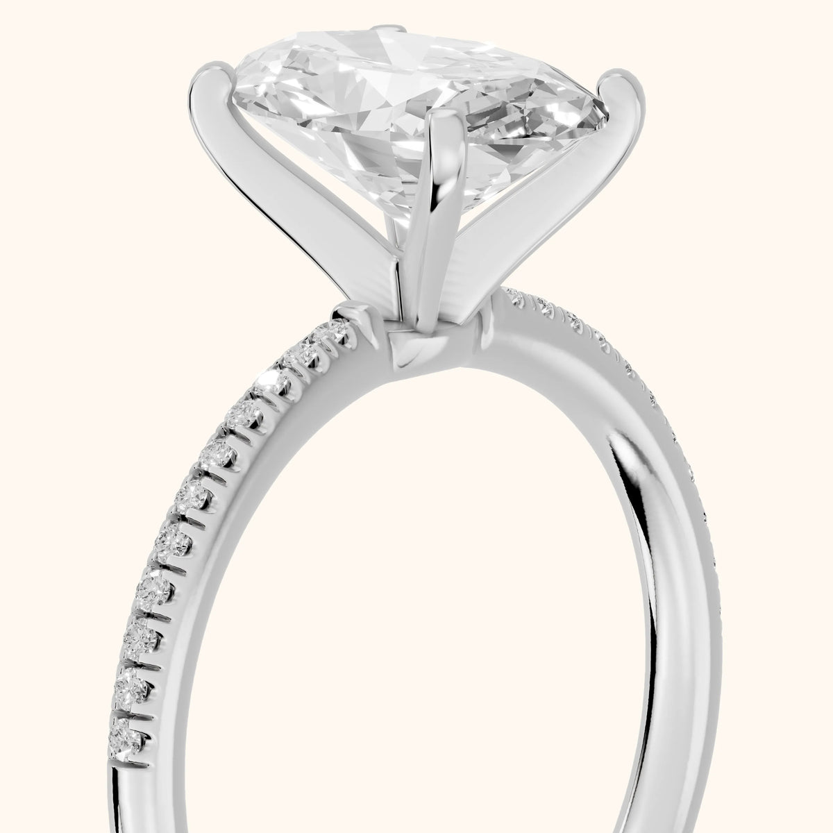 Mona Micropavé Oval Diamond Engagement Ring in Platinum - slant-view.webp