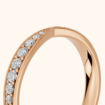 Fabia Tapered Riviera Round Diamond Half Eternity Band in Rose Gold - slant-view