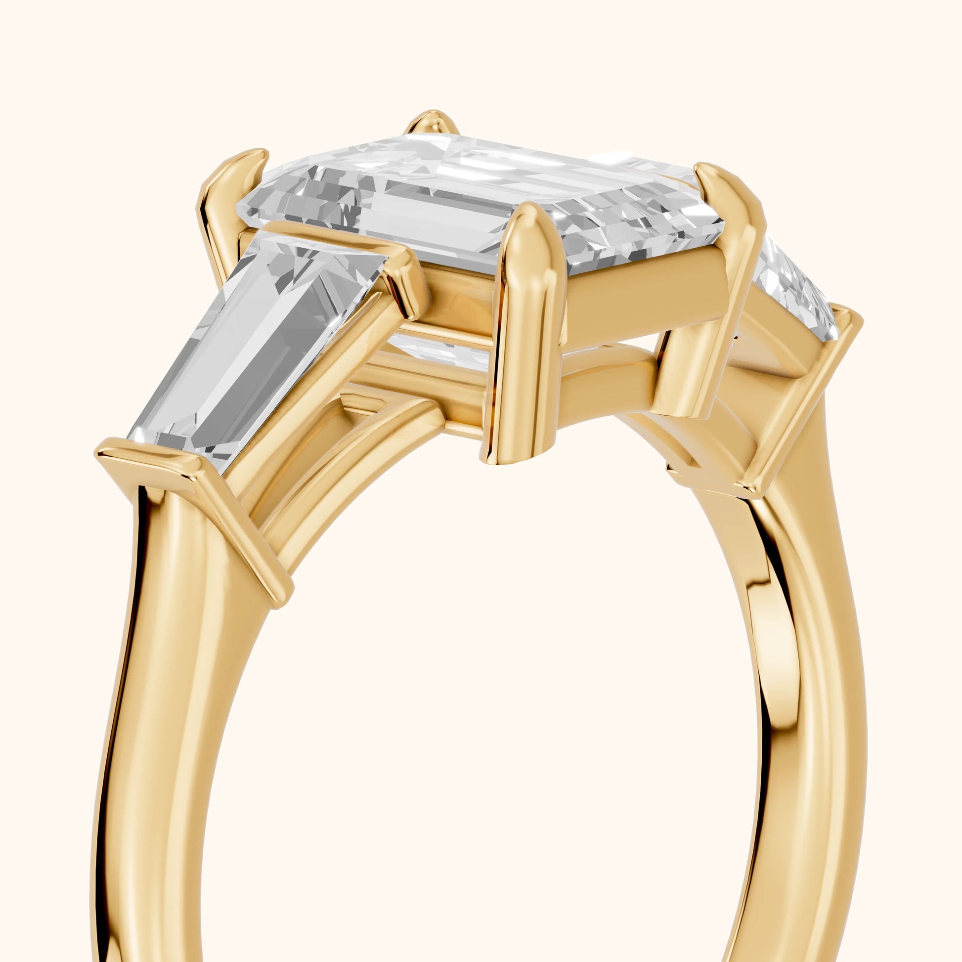 Layla Tapered Baguette Emerald Diamond Ring in Yellow Gold - slant-view.webp