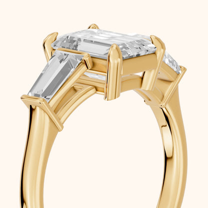 Layla Tapered Baguette Emerald Diamond Ring in Yellow Gold - slant-view.webp
