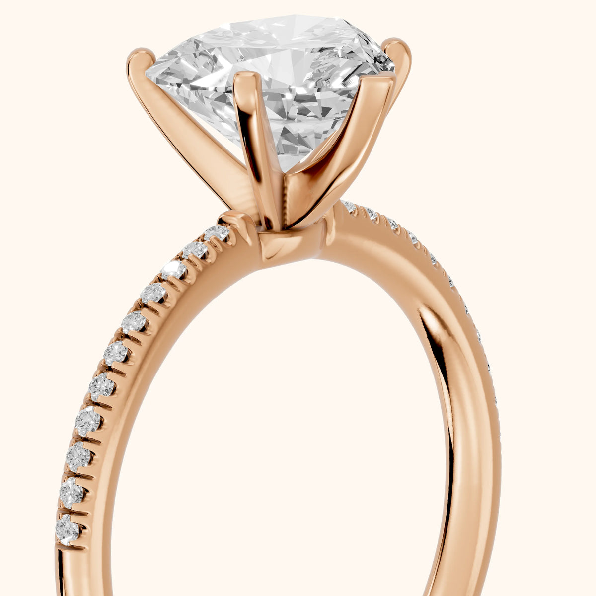 Mona Micropavé Heart Diamond Engagement Ring in Rose Gold - slant-view.webp