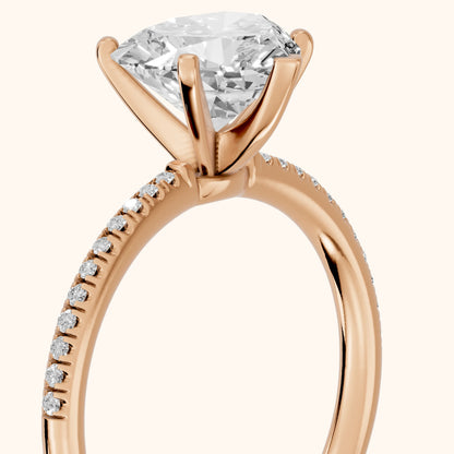 Mona Micropavé Heart Diamond Engagement Ring in Rose Gold - slant-view.webp