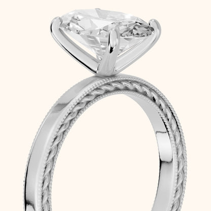 Kerry Engraved Solitaire Oval Diamond Engagement Ring in Silver - slant-view.webp