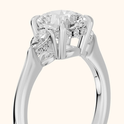 Leila Three-Stone Cushion Diamond Engagement Ring in White Gold - slant-view.webp