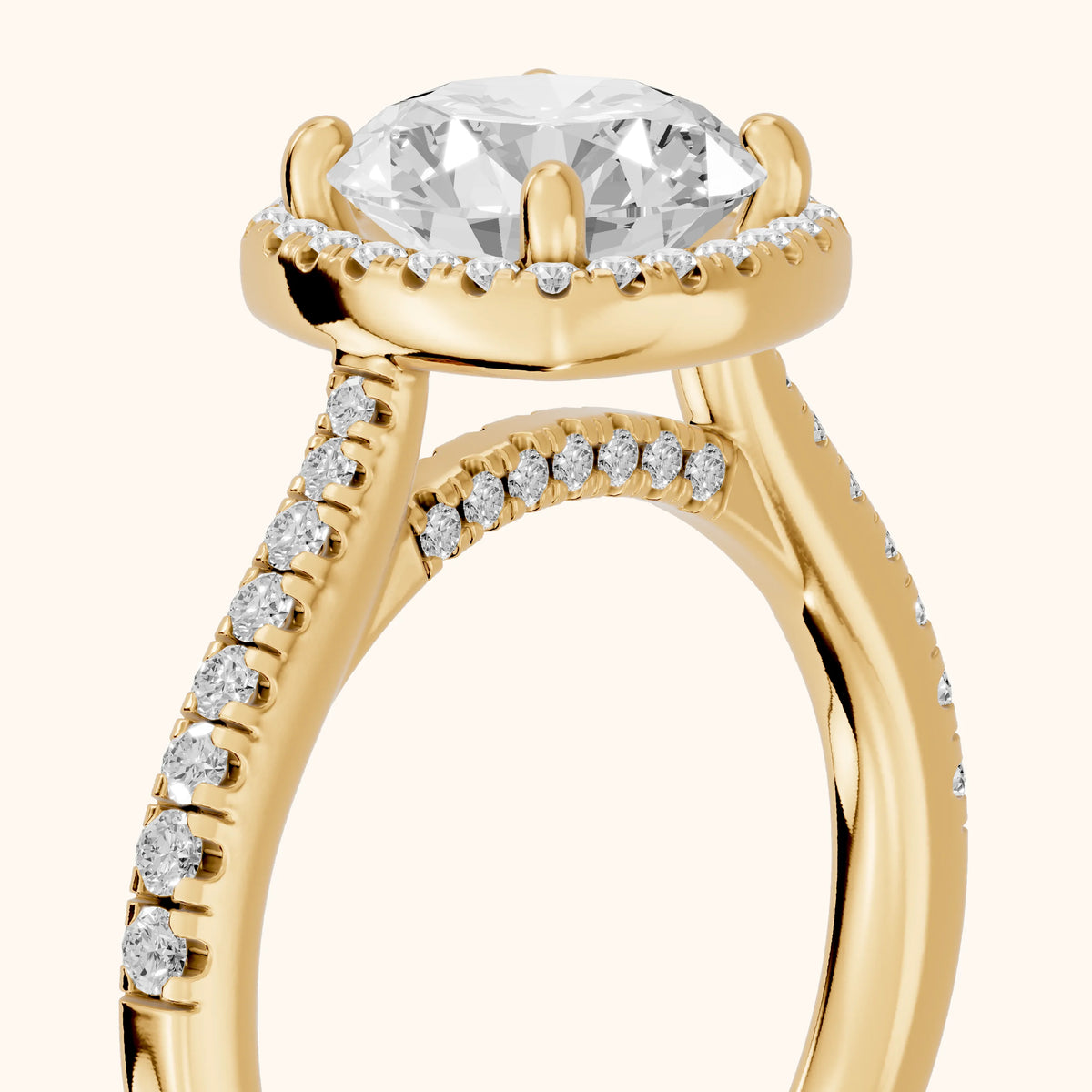 Pasco Halo Micropavé Round Diamond Engagement Ring in Yellow Gold - slant-view.webp