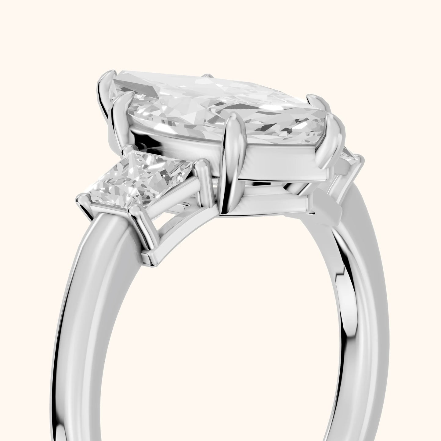 Selena Three-Stone Basket Marquise Diamond Ring in Silver - slant-view.webp