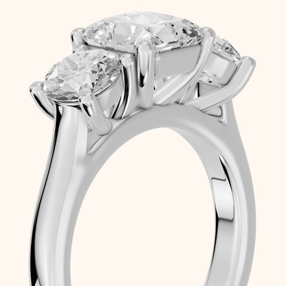 Callie Three-Stone Trellis Radiant Diamond Engagement Ring in Silver - slant-view.webp