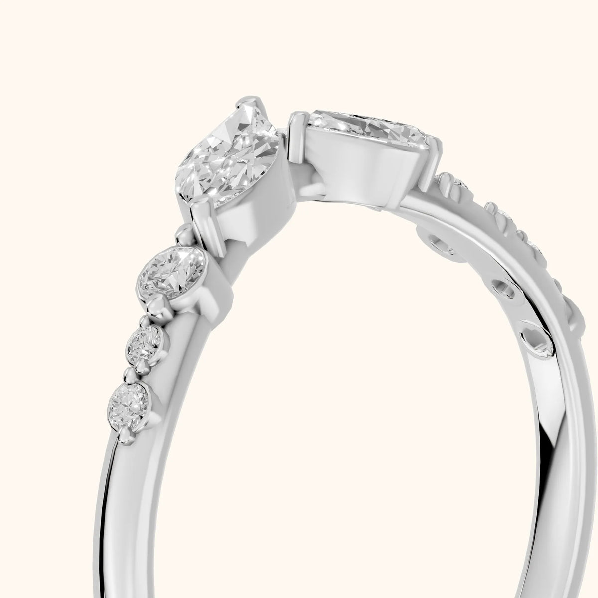 Sonia Curved Marquise & Round Diamond Wedding Band in Silver - slant-view