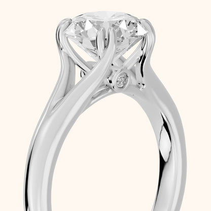 Jillian Solitaire Split Shank Round Diamond Engagement Ring in White Gold - slant-view.webp