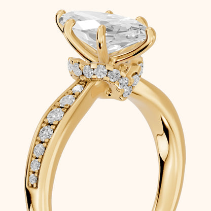 Ione Hidden Halo Pavé Marquise Diamond Engagement Ring in Yellow Gold - slant-view.webp