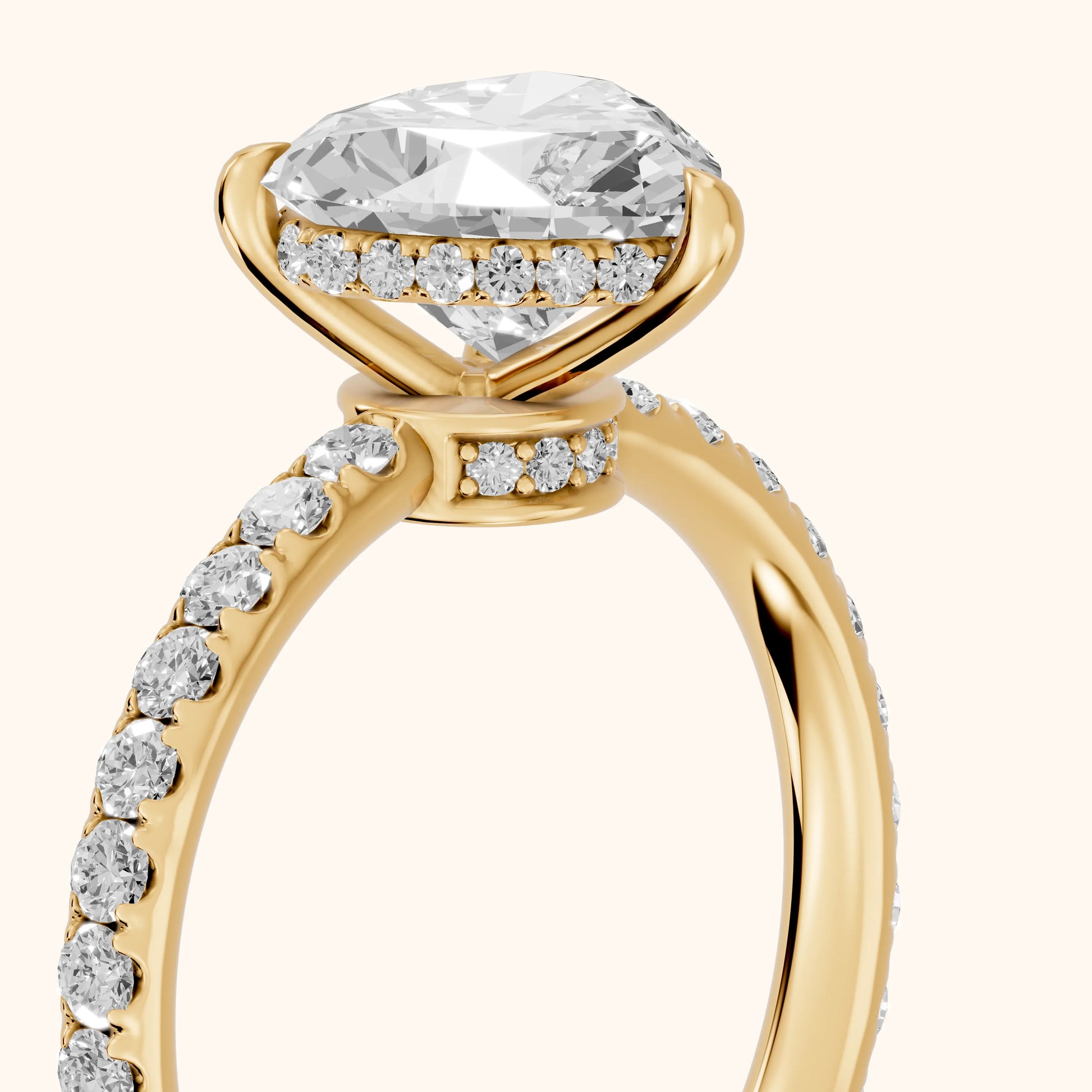 Thea Hidden Halo Pavé Heart Diamond Engagement Ring in Yellow Gold - slant-view.webp