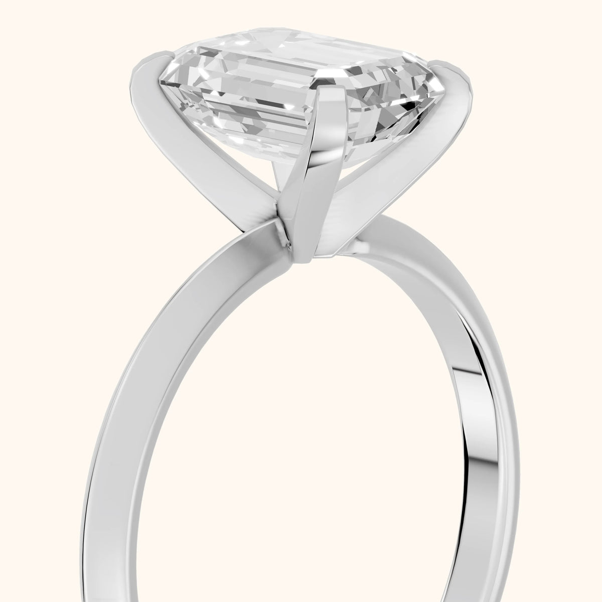 Verity Solitaire Knife Edge Emerald Diamond Engagement Ring in White Gold - slant-view.webp
