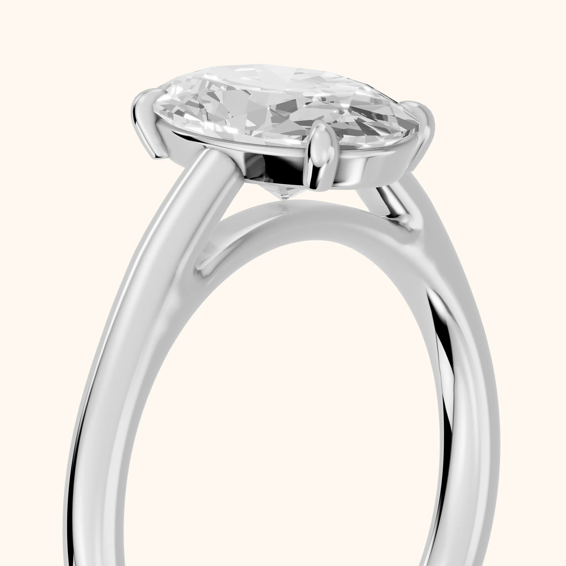 Sadie Cathedral Solitaire Oval Diamond Ring in Platinum - slant-view.webp