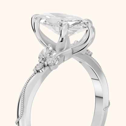 Joanna Milgrain Twist Marquise Diamond Engagement Ring in Platinum - slant-view.webp