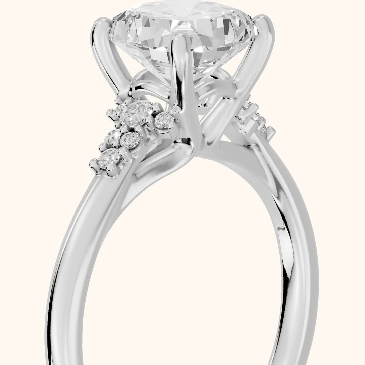 Vail Starburst Cluster Cushion Diamond Engagement Ring in Silver - slant-view.webp