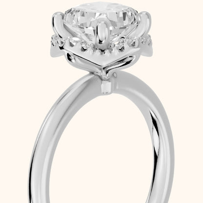 Elgin Halo Micropavé Cushion Diamond Engagement Ring in Silver - slant-view.webp