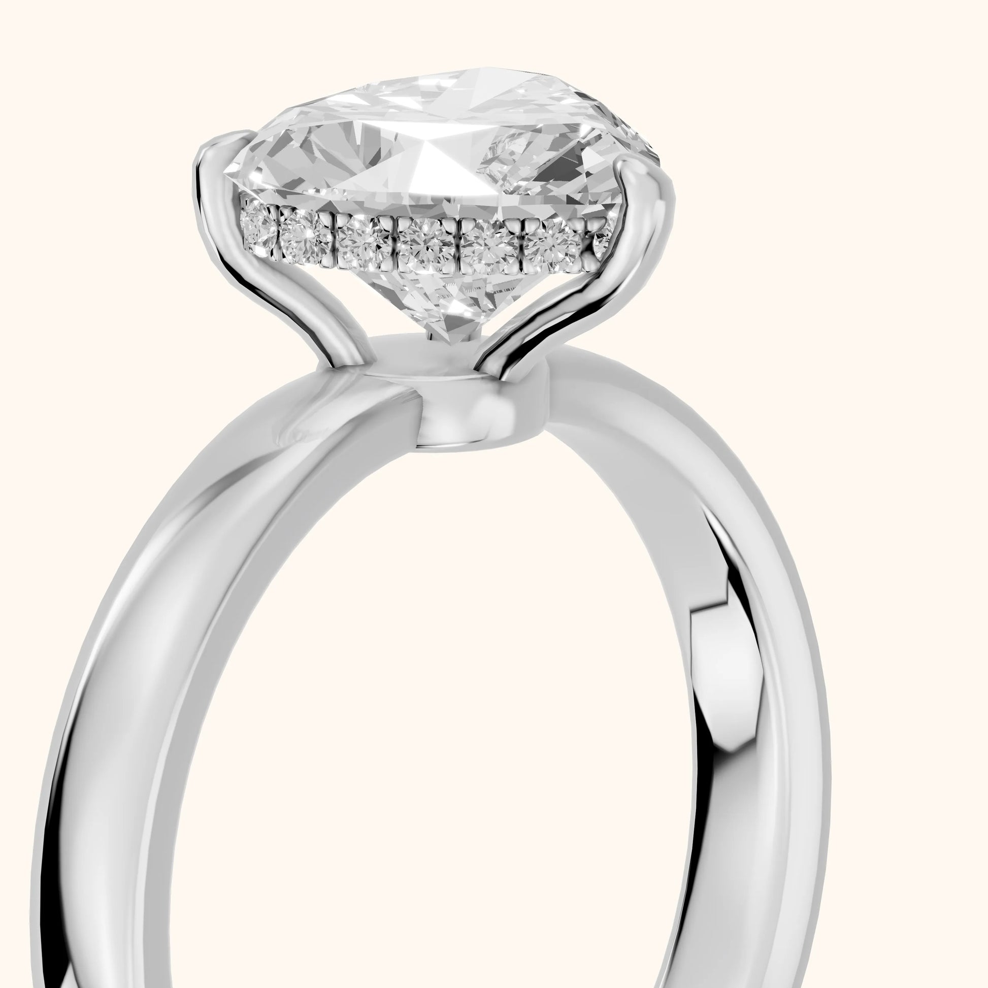 Lara Hidden Halo Heart Diamond Engagement Ring in White Gold - slant-view.webp