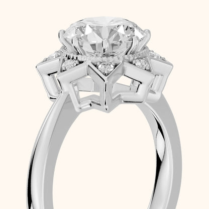 Tilly Milgrain Halo Round Diamond Engagement Ring in White Gold - slant-view.webp