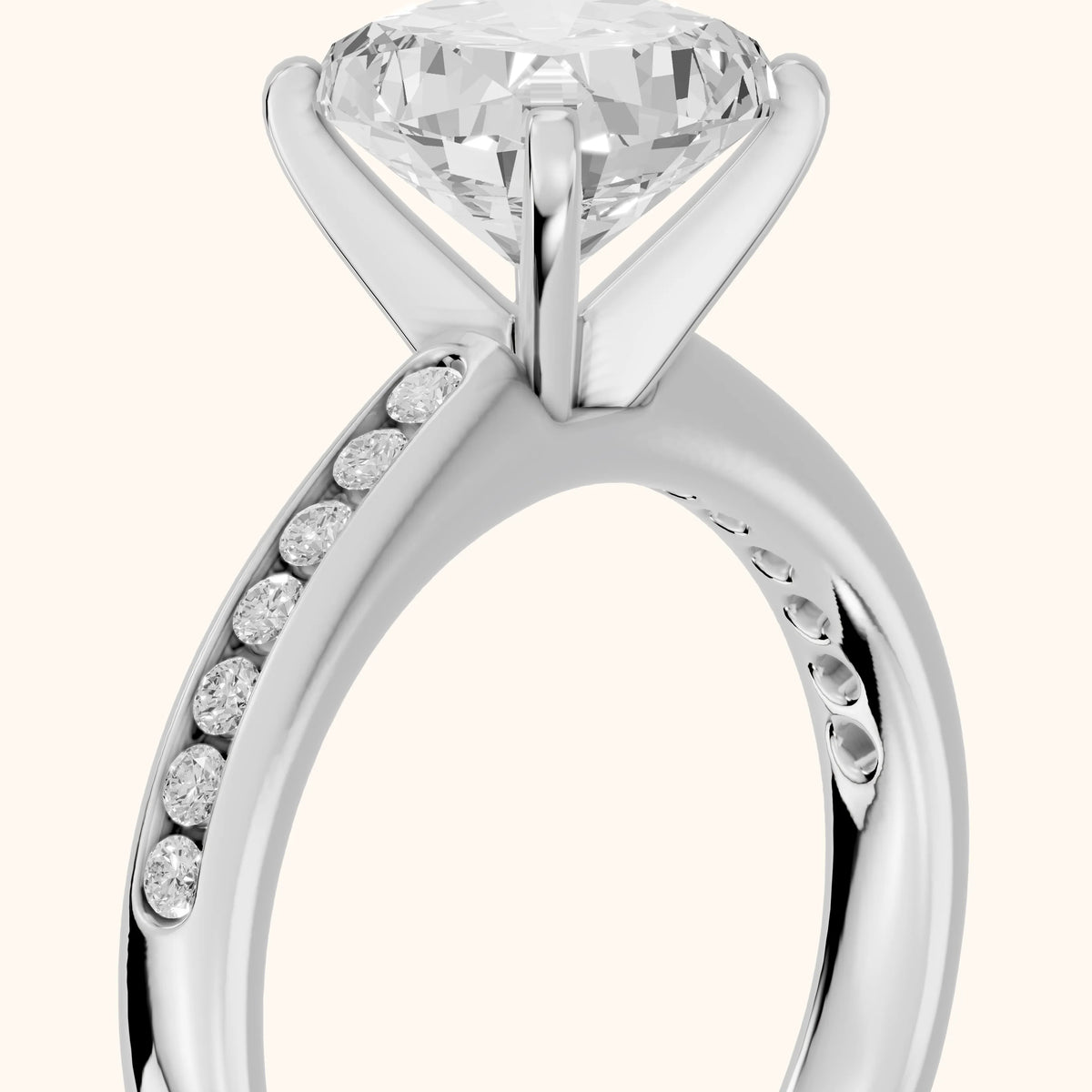 Corona Channel Set Cushion Diamond Engagement Ring in Silver - slant-view.webp
