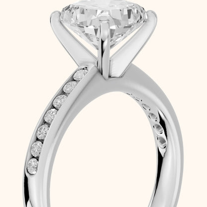 Corona Channel Set Cushion Diamond Engagement Ring in Silver - slant-view.webp