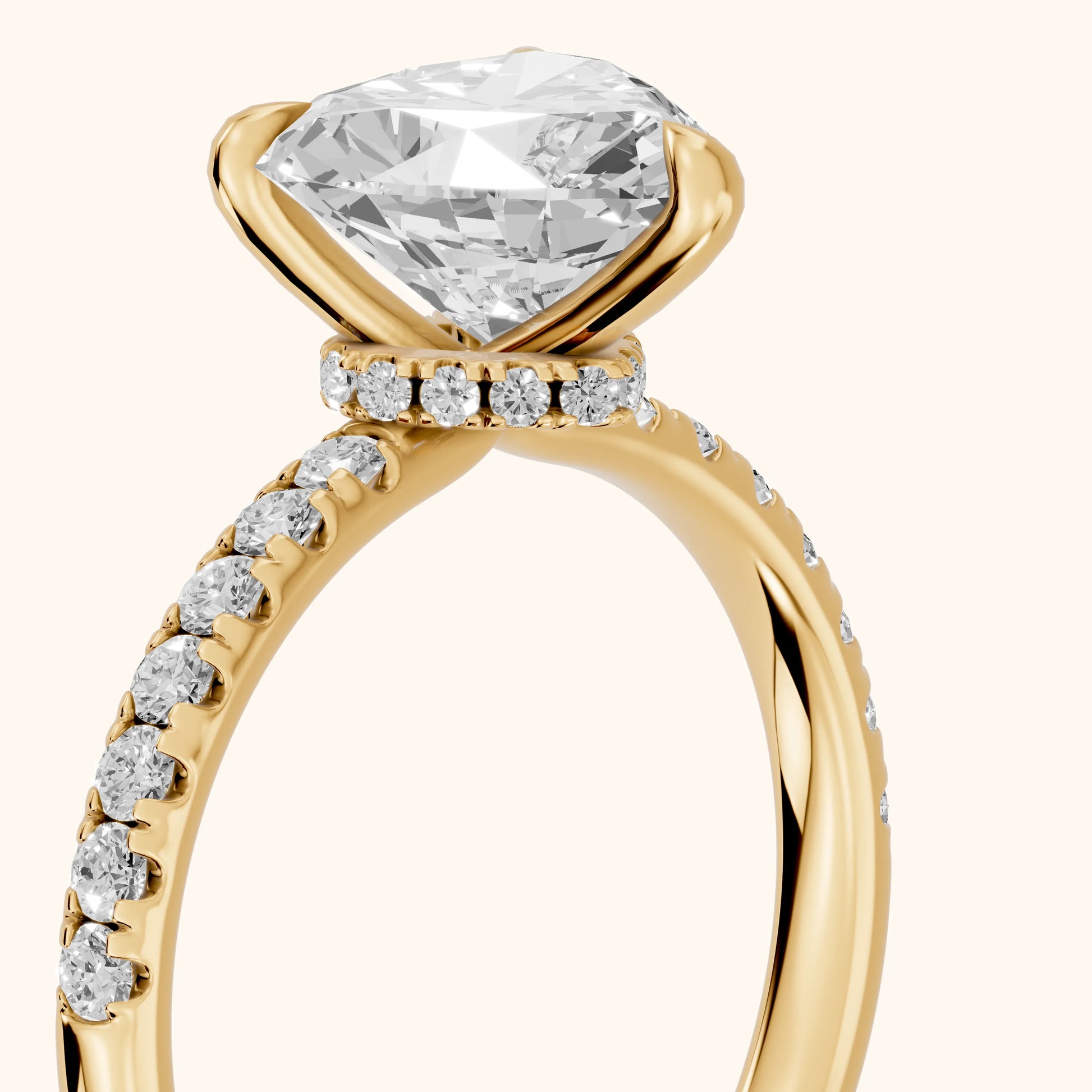 Maya Hidden Halo Pavé Heart Diamond Engagement Ring in Yellow Gold - slant-view.webp