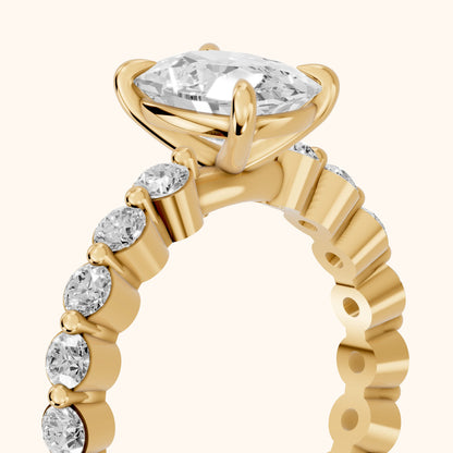 Piper Sidestone Cushion Diamond Engagement Ring in Yellow Gold - slant-view.webp