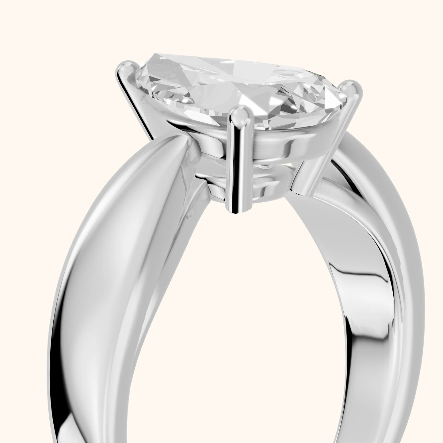 Talia Solitaire Twist Pear Diamond Engagement Ring in White Gold - slant-view.webp
