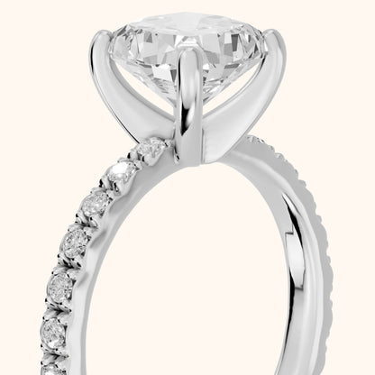 Autumn Statement Pavé Cushion Diamond Engagement Ring in Silver - slant-view.webp