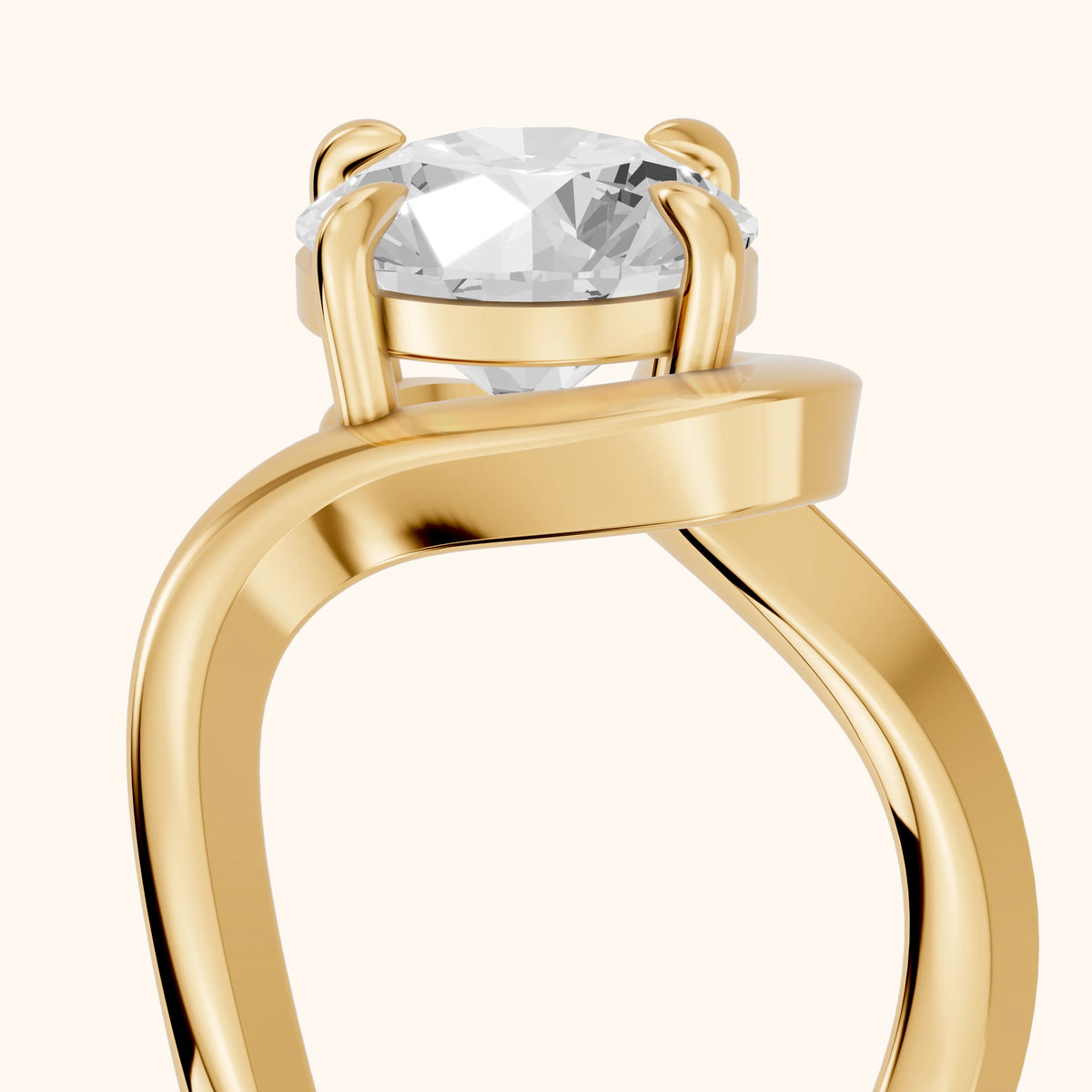 Empire Solitaire Bypass Round Diamond Engagement Ring in Yellow Gold - slant-view.webp