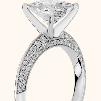 Lorna Knife Edge Pavé Princess Diamond Engagement Ring in White Gold - slant-view.webp