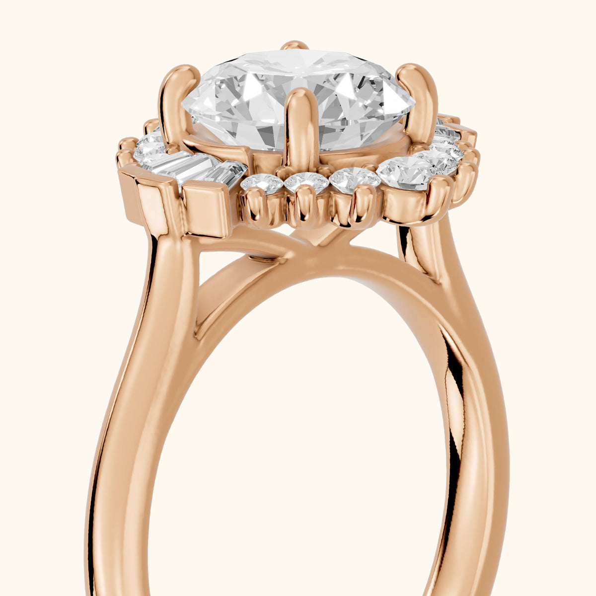 Marlow Ballerina Halo Round Diamond Engagement Ring in Rose Gold - slant-view.webp