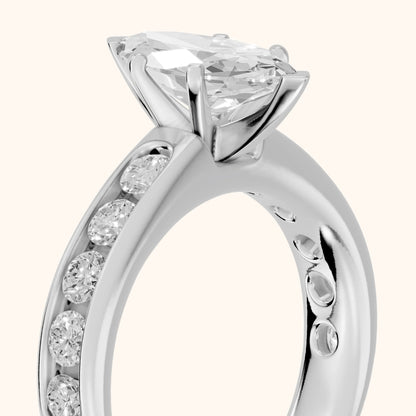 Juneau Cathedral Channel Set Marquise Diamond Engagement Ring in Silver - slant-view.webp