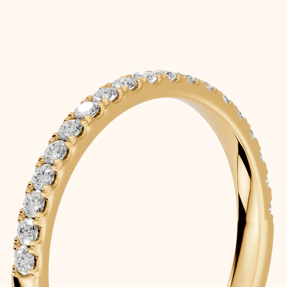 Avani French Pavé Round Diamond Half Eternity Band in Yellow Gold - slant-view