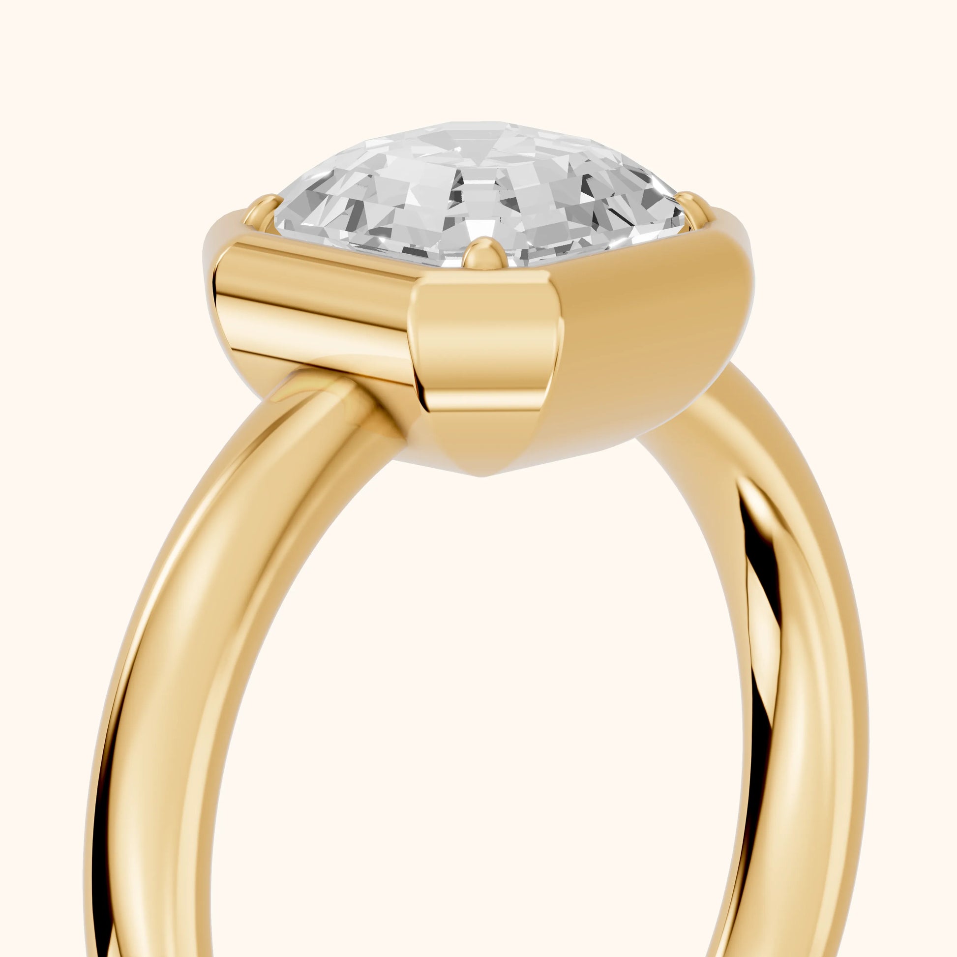 Alina Bezel Solitaire Asscher Diamond Ring in Yellow Gold - slant-view.webp