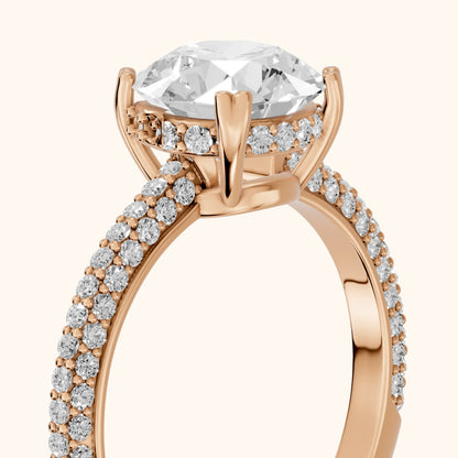 Violet Hidden Halo Pavé Round Diamond Ring in Rose Gold - slant-view.webp