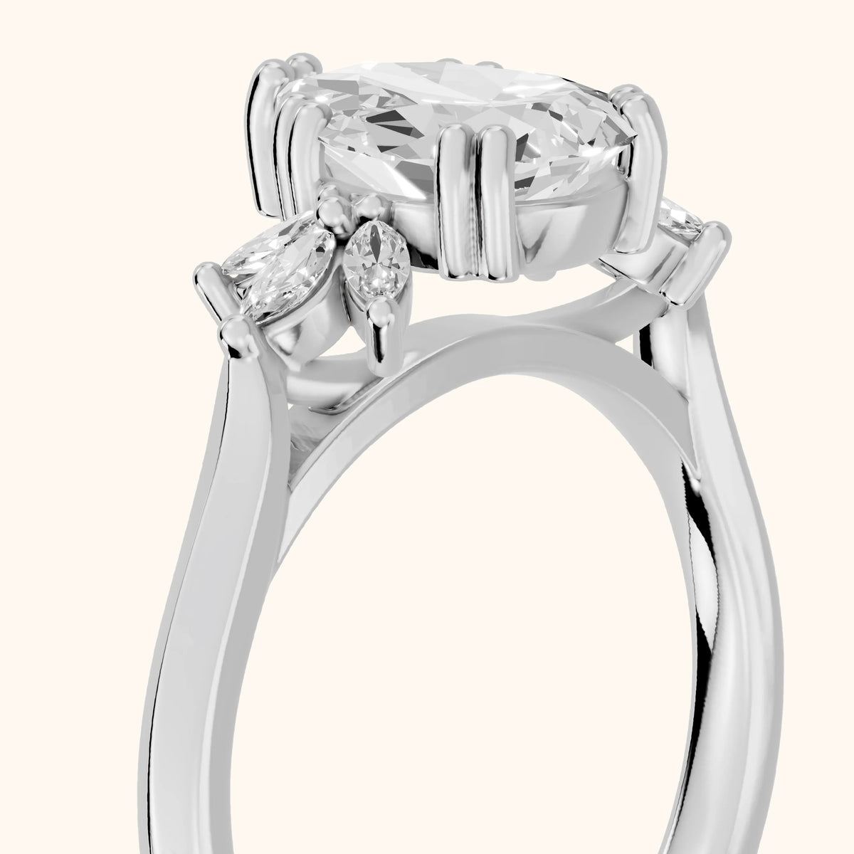 Cary Vine Cluster Pear Diamond Engagement Ring in Platinum - slant-view.webp