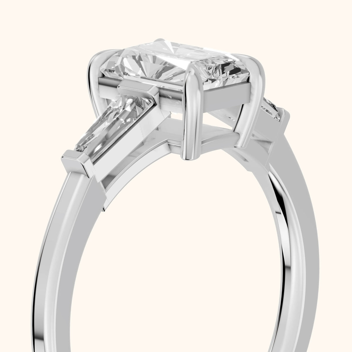 Winnie Three-Stone Radiant Diamond Engagement Ring in Platinum - slant-view.webp