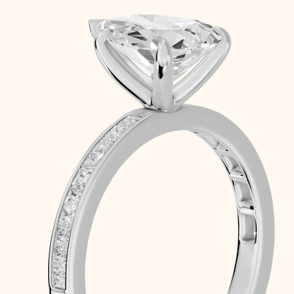 Freja Channel Set Pear Diamond Engagement Ring in Silver - slant-view.webp