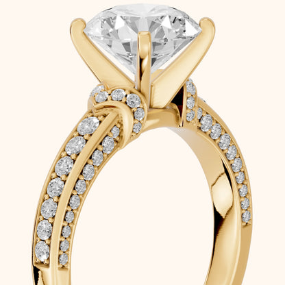 Anabelle Statement Pavé Round Diamond Engagement Ring in Yellow Gold - slant-view.webp