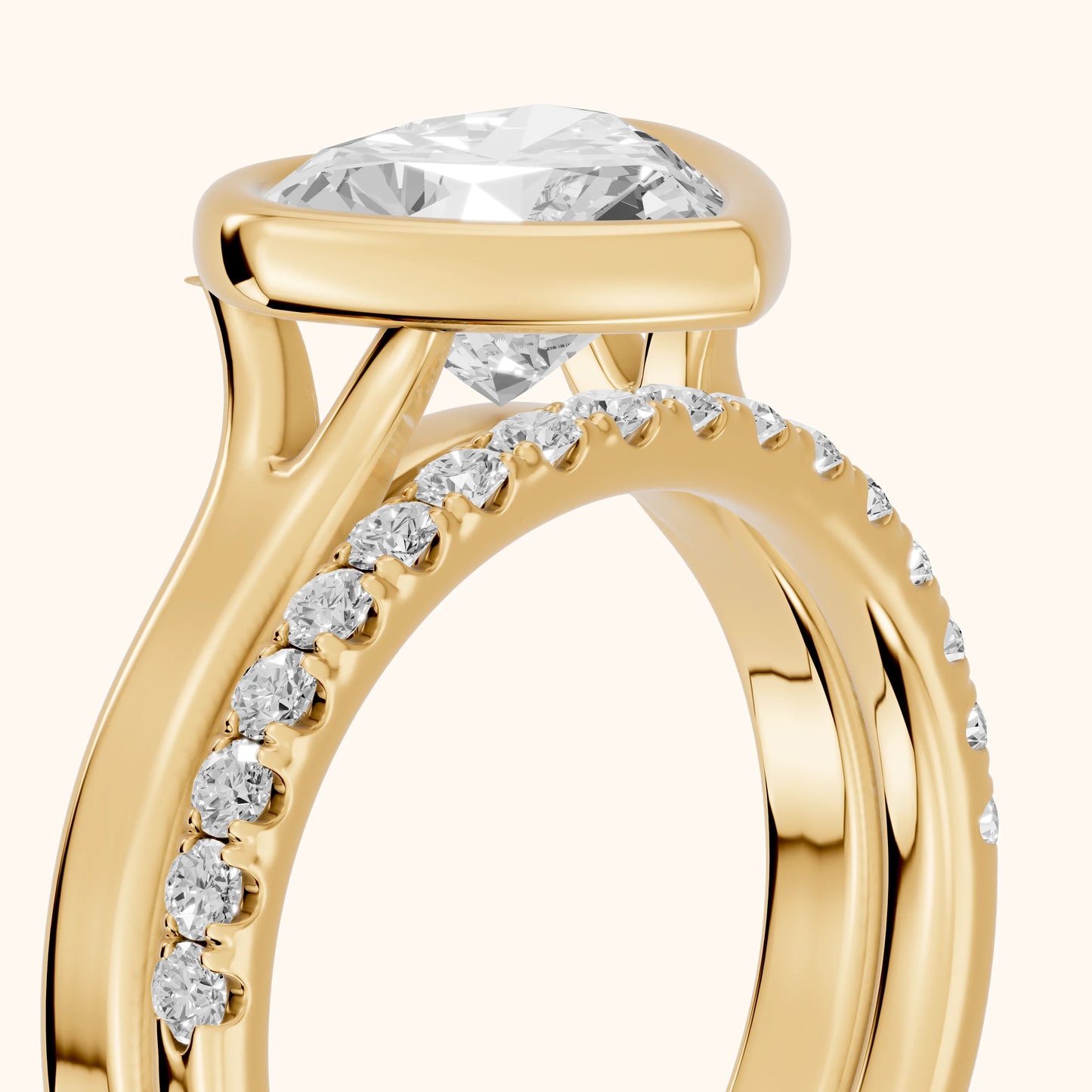 Ayla Bezel Bypass Heart Diamond Ring in Yellow Gold - slant-view.webp