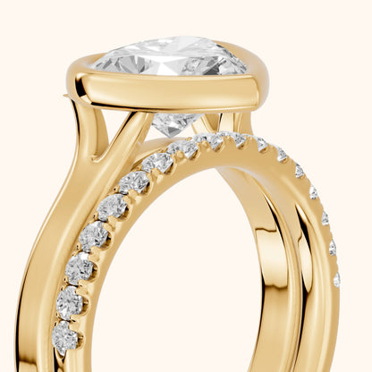 Ayla Bezel Bypass Heart Diamond Ring in Yellow Gold - slant-view.webp